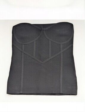 Zara Women's (Size M) Black Stretch Fabric Strapless Bustier/Corset/Bandeau/Top